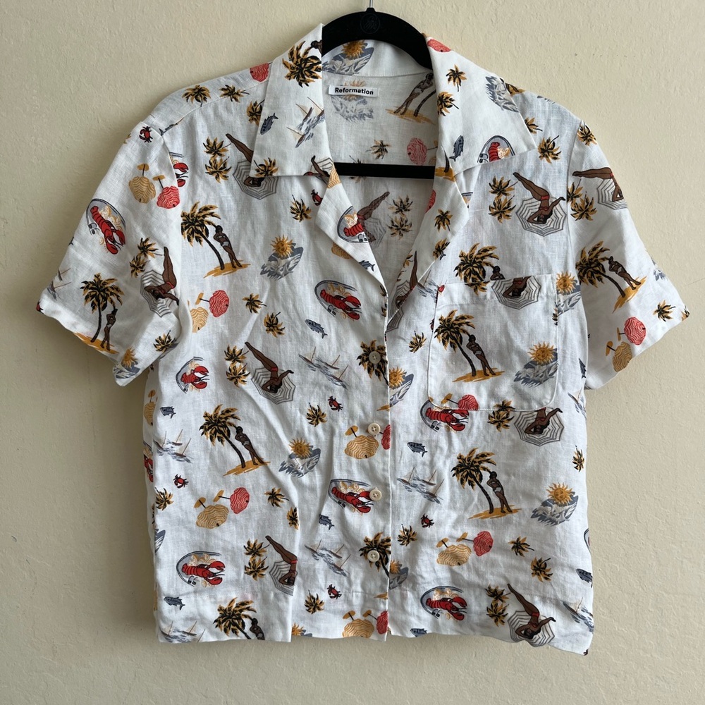 Reformation Linen Holiday Shirt - Picture 2 of 4